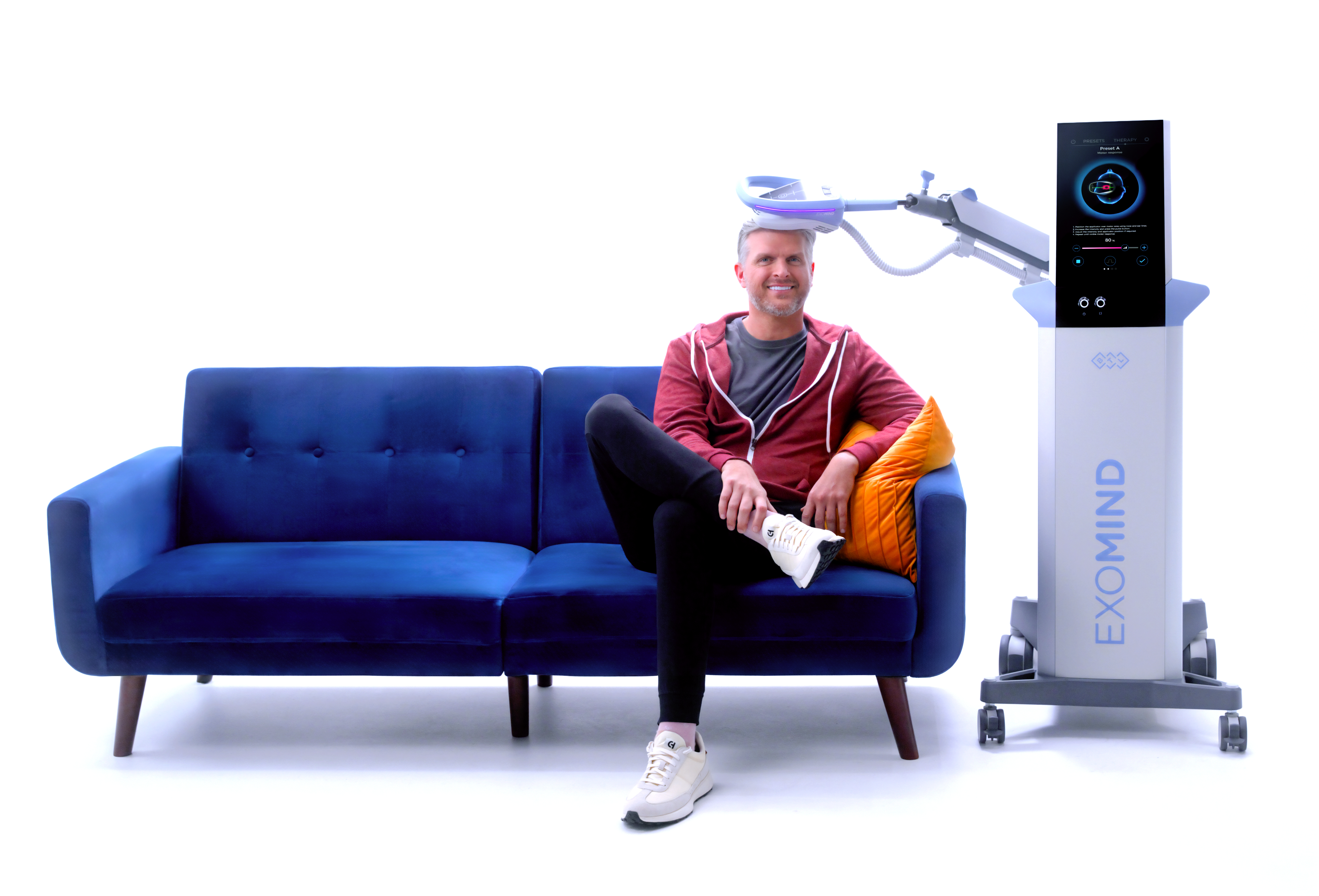 Karma TMS depression therapy session with TMS therapy equipment