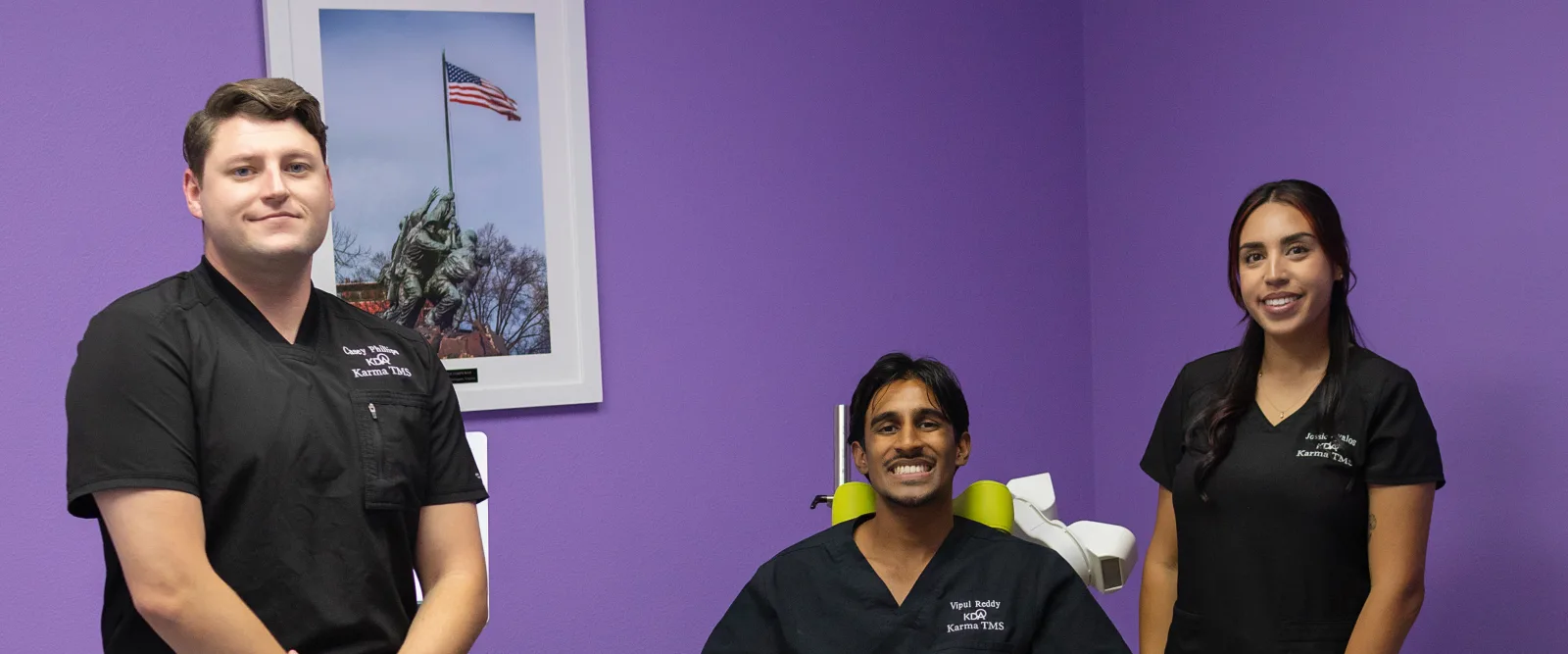 Karma TMS clinical team in the TMS treatment room