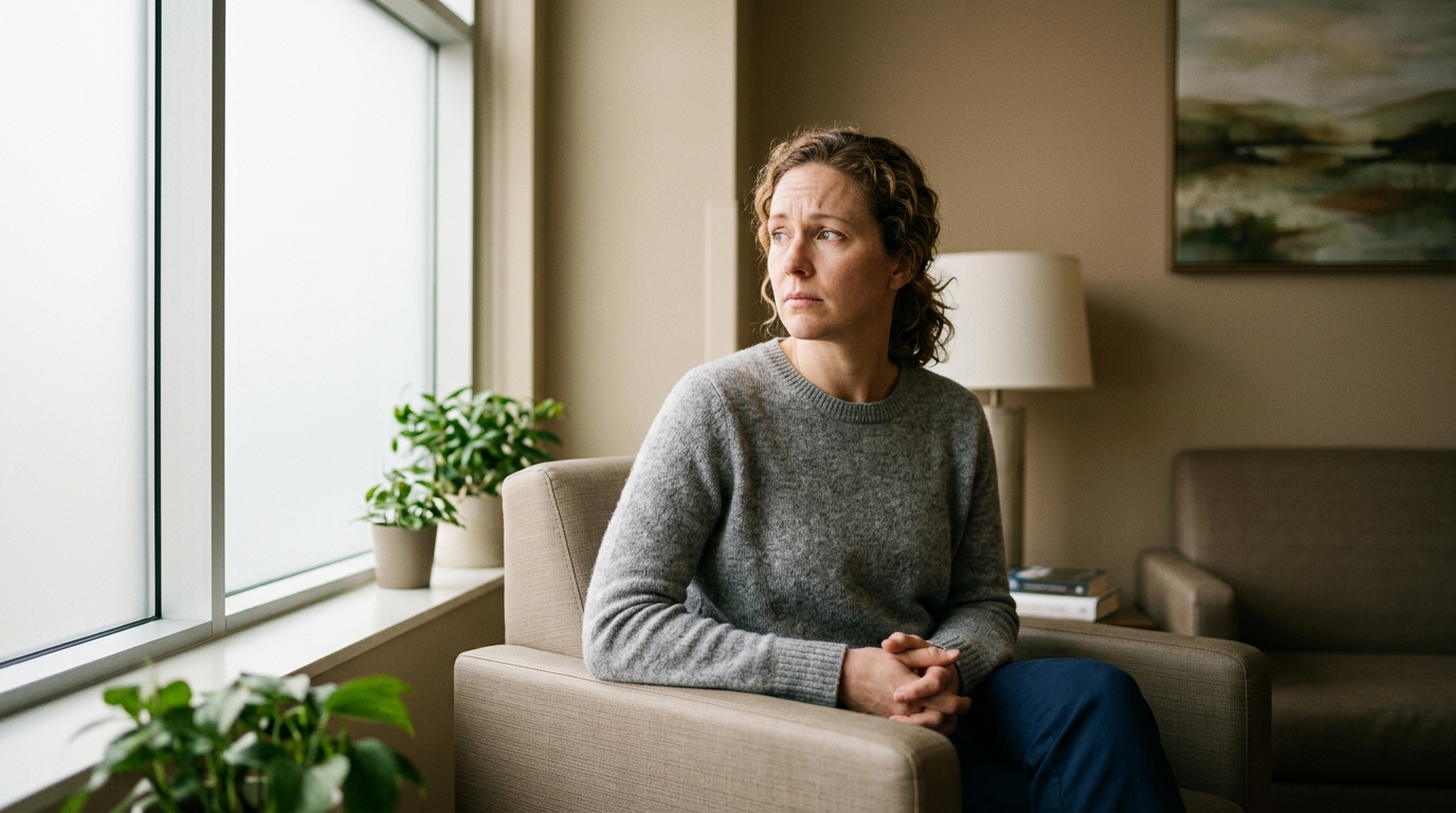 Patient contemplating the clinical differences between bipolar 1 and bipolar 2 disorder